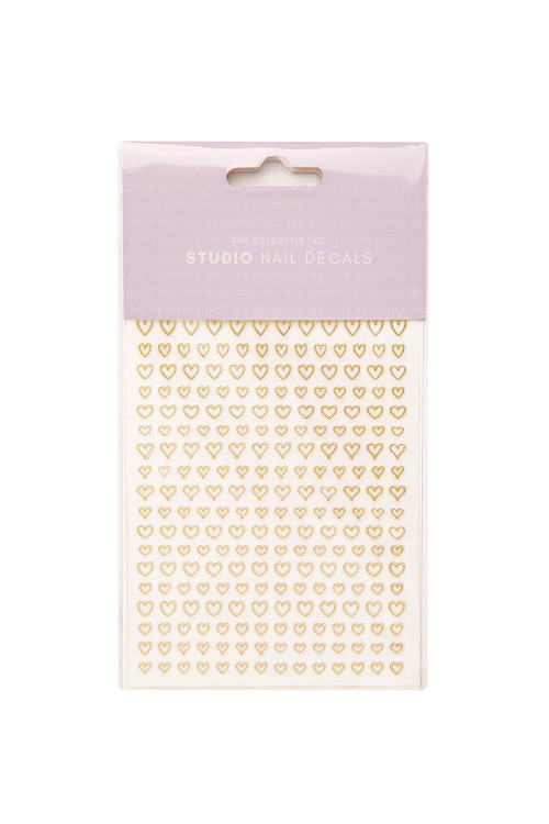 Gold Heart Outlines Studio Nail Decals